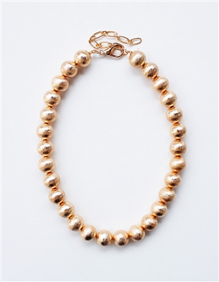 Gold Textured Beaded 16"-18" Necklace