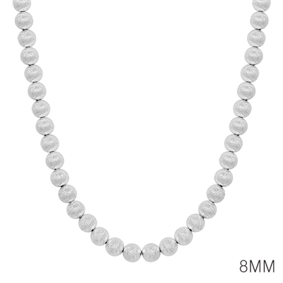 Textured Silver Beaded 8MM 16"-18" Necklace, Best Seller!