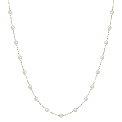 Gold Chain with Small Pearls Throughout 16"-18" Necklace