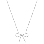 Silver Textured Open Bow 16"-18" Necklace
