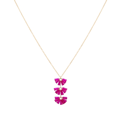 Hot Pink Crystal Three Layered 24" Necklace