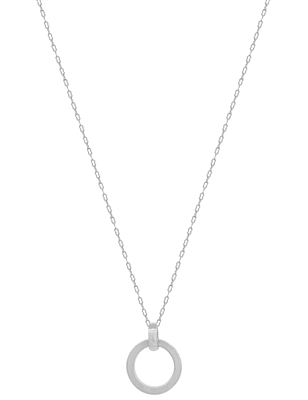 Matte Silver Open Circle Small Charm 16"-18" Necklace