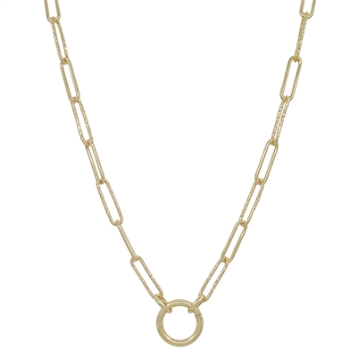 Gold Link Chain with Open Circle 16"-18" Necklace