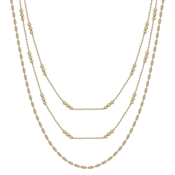 Gold Thin Chain with Triple Dot Beaded Layered 16"-18" Necklace