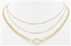 Triple Layered Thin Chain with Interlocking Chain on Thick Gold Chain 16"-18" Necklace