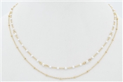 White Crystal and Gold Chain Layered 16"-18" Necklace