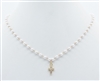 Small Pearl and Gold Chain 16"-18" Necklace with Small Gold Cross Charm