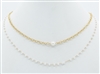 Gold Chain with Pearl and White Crystal Layered 16"-18" Necklace