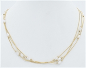 Triple Layered Twisted with White Stones 16"-18" Necklace