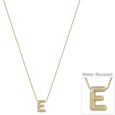 Bubble Textured Water Resistant "E" .5" Initial 16"-18" Necklace