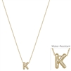 Bubble Textured Water Resistant "K" .5" Initial 16"-18" Necklace