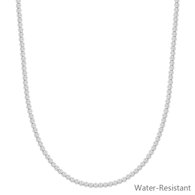 Water Resistant 3MM Silver Beaded 16"-18" Necklace