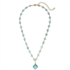 Blue Colored Crystal with Blue Clover Crystal 16"-18" Necklace
