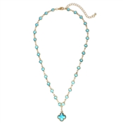 Blue Colored Crystal with Blue Clover Crystal 16"-18" Necklace
