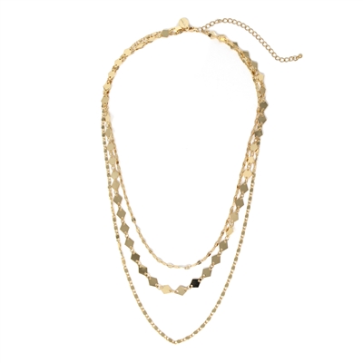 Gold Triple Chain Layered 16"-18" Necklace
