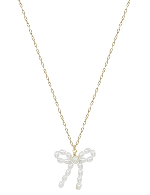 Pearl Bow on 16"-18" Necklace
