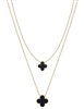 Double Layered Black Clover  16"-18" Necklace