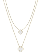 Double Layered White Clover  16"-18" Necklace