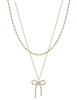 Gold Chain with Rhinestone Bow 16"-18" Necklace