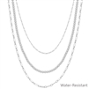 Silver Triple Chain Beaded Water Resistant 16"-18" Necklace