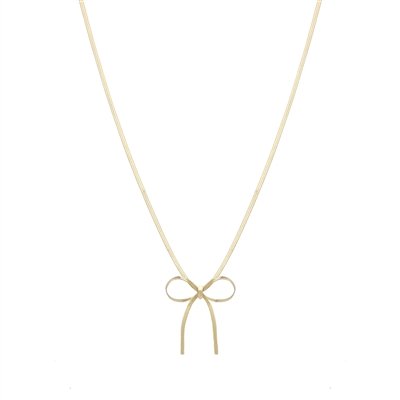 Gold Snake Chain Bow 16"-18" Necklace