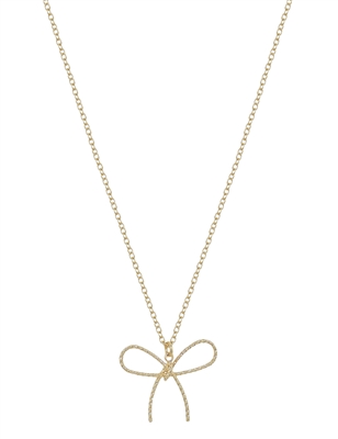 Small Gold Ribbon Bow 16"-18" Necklace