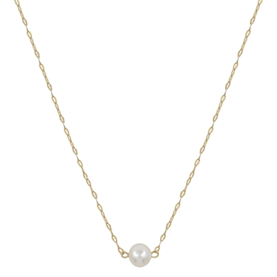 Gold Chain with Freshwater Pearl 16"-18" Necklace