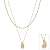 Gold Beaded Chain and Teardrop Drop 16"-18" Necklace