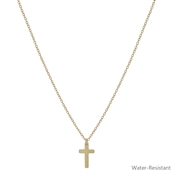 Water Resistant Small Gold Cross 16"-18" Necklace