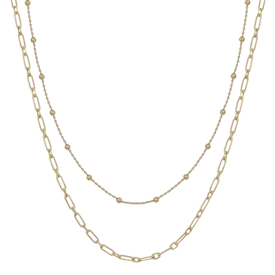 Water Resistant Gold Beaded and Chain 16"-18" Necklace
