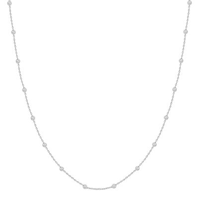 Water Resistant Silver Beaded 16"-18" Necklace