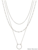 Water Resistant Triple Layered Silver Ring 16"-18" Necklace
