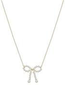 Pearl Bow on Gold Chain 16"-18" Necklace