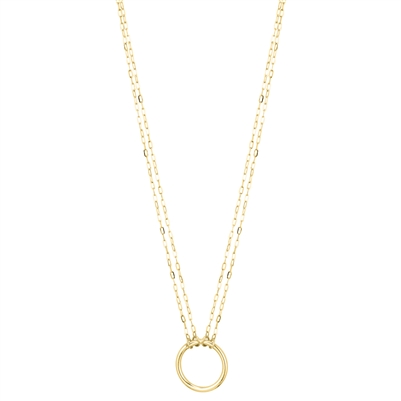 Gold Open Metal Circle on Chain 16"-18" Necklace