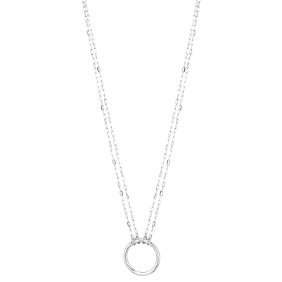 Silver Open Metal Circle on Chain 16"-18" Necklace