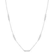 Water Resistant Silver Triple Beaded on Silver Chain 16"-18" Necklace, Great for Layering