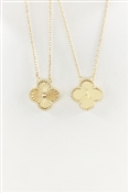 Gold Textured Clover Reversible "A" Intitial 16"-18" Necklace