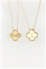 Gold Textured Clover Reversible "C" Intitial 16"-18" Necklace