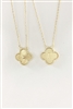 Gold Textured Clover Reversible "R" Intitial 16"-18" Necklace