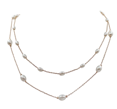 Double Layered 2 Strand Freshwater Pearl 16"-18" Necklace