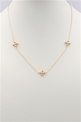 Gold Chain with Beaded Cross Shape 16"-18" Necklace