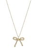 Gold Knot Textured Bow  on Gold Chain 16"-18" Necklace