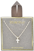 Gold with Rhinestone Small Cross Chain 16"-18" Necklace