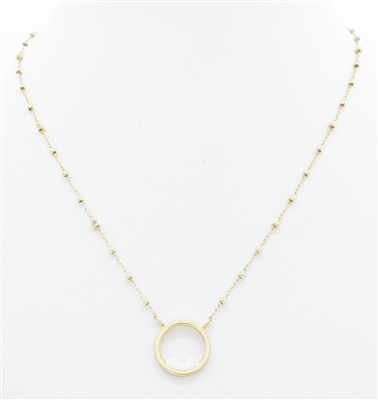 Gold Round Charm 16"-18" Necklace