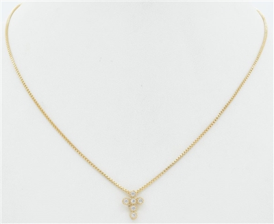 Gold CZ Cross on Snake Chain 16"-18" Necklace