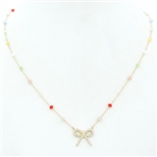 Multi Crystal with Rhinestone Bow 16"-18" Necklace