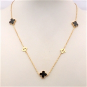 Stainless Steel Black Clover 16"-18" Necklace