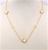 Mother of Pearl Clover and Gold Chain 16"-18" Necklace