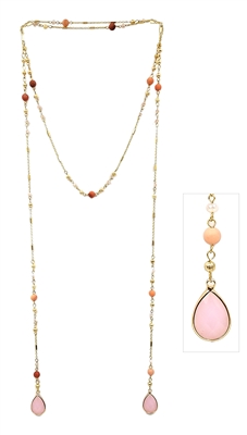 50"  Light Blush Pink Crystal Wrap Necklace, Best Seller