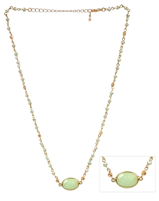 16"- 18" Mint Crystal Necklace with Mint Semi Precious Stone